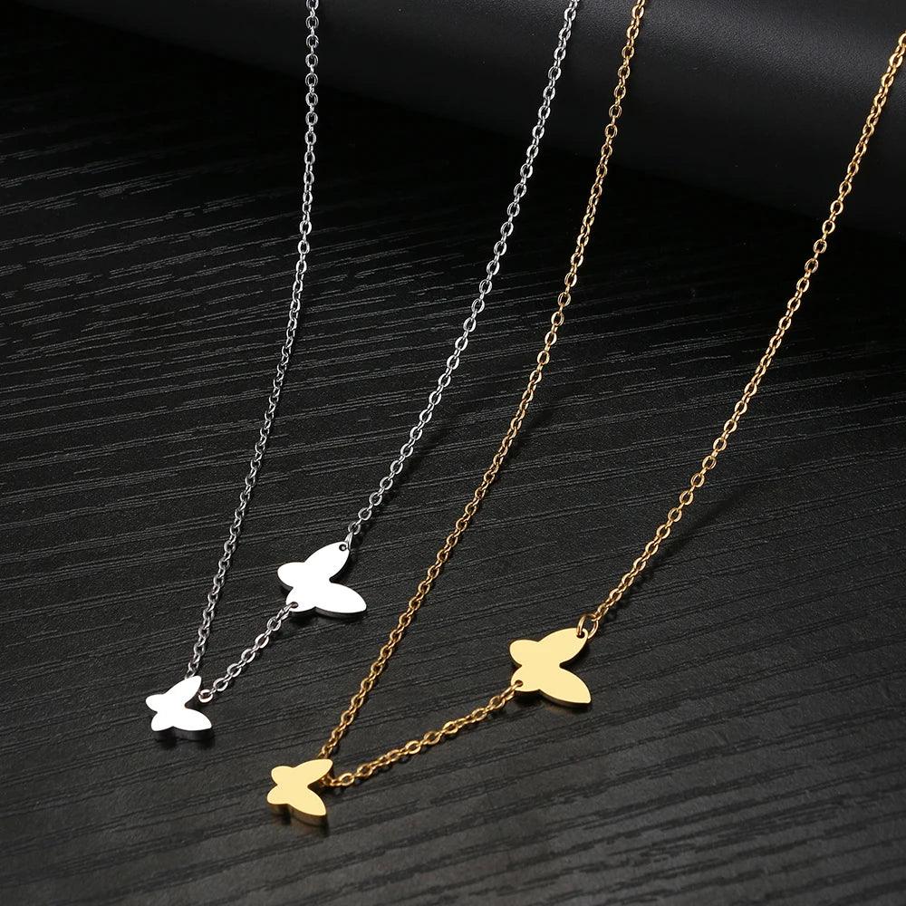 Collier fin papillon - Cadeau pour couple