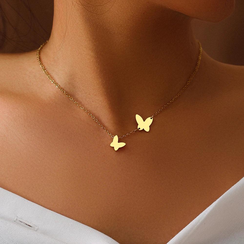 Collier fin papillon - Cadeau pour couple