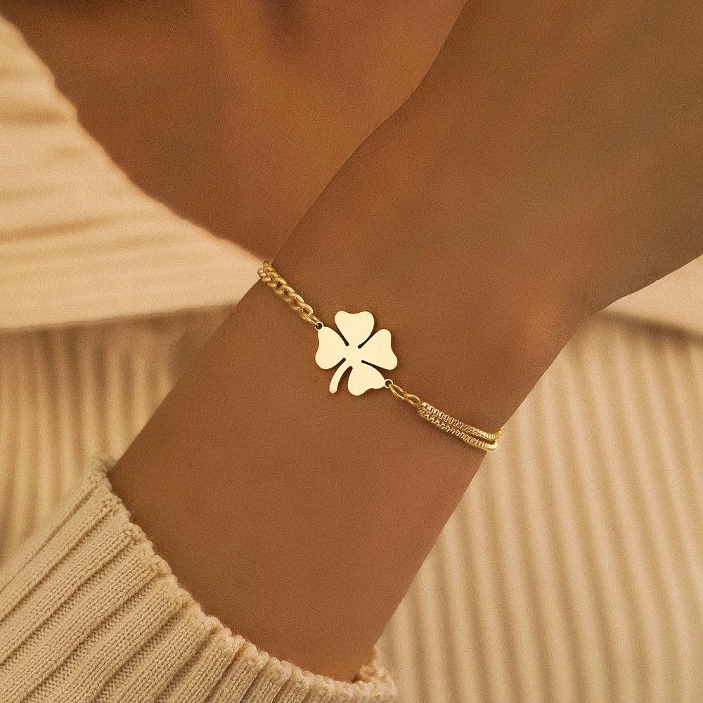 Bracelet trèfle porte-bonheur - Cadeau pour couple