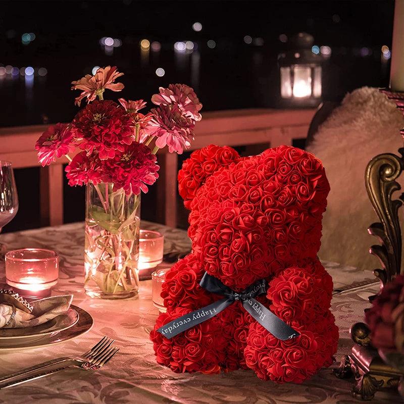 Ours en roses éternelles illuminé - Cadeaux pour couple - PourLesCouples