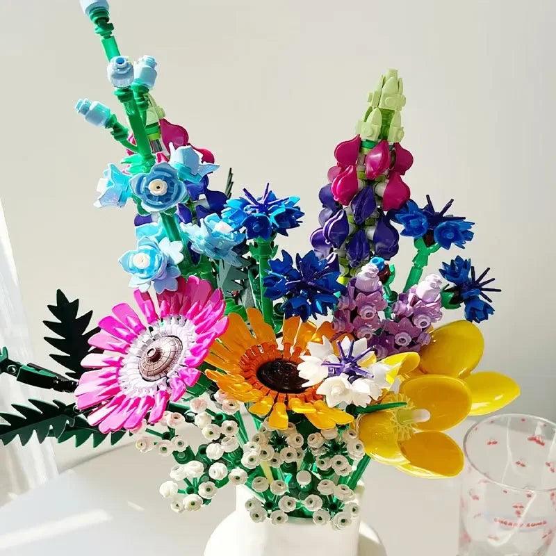 Bouquet de fleurs colorées en brique type LEGO - Cadeaux pour couple - PourLesCouples