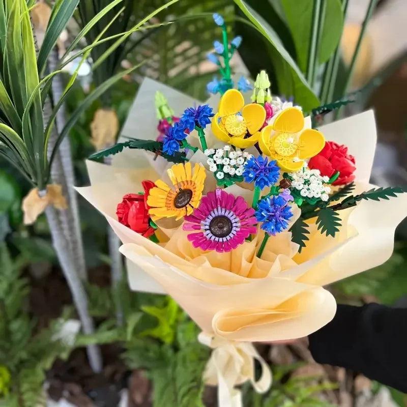 Bouquet de fleurs colorées en brique type LEGO - Cadeaux pour couple - PourLesCouples