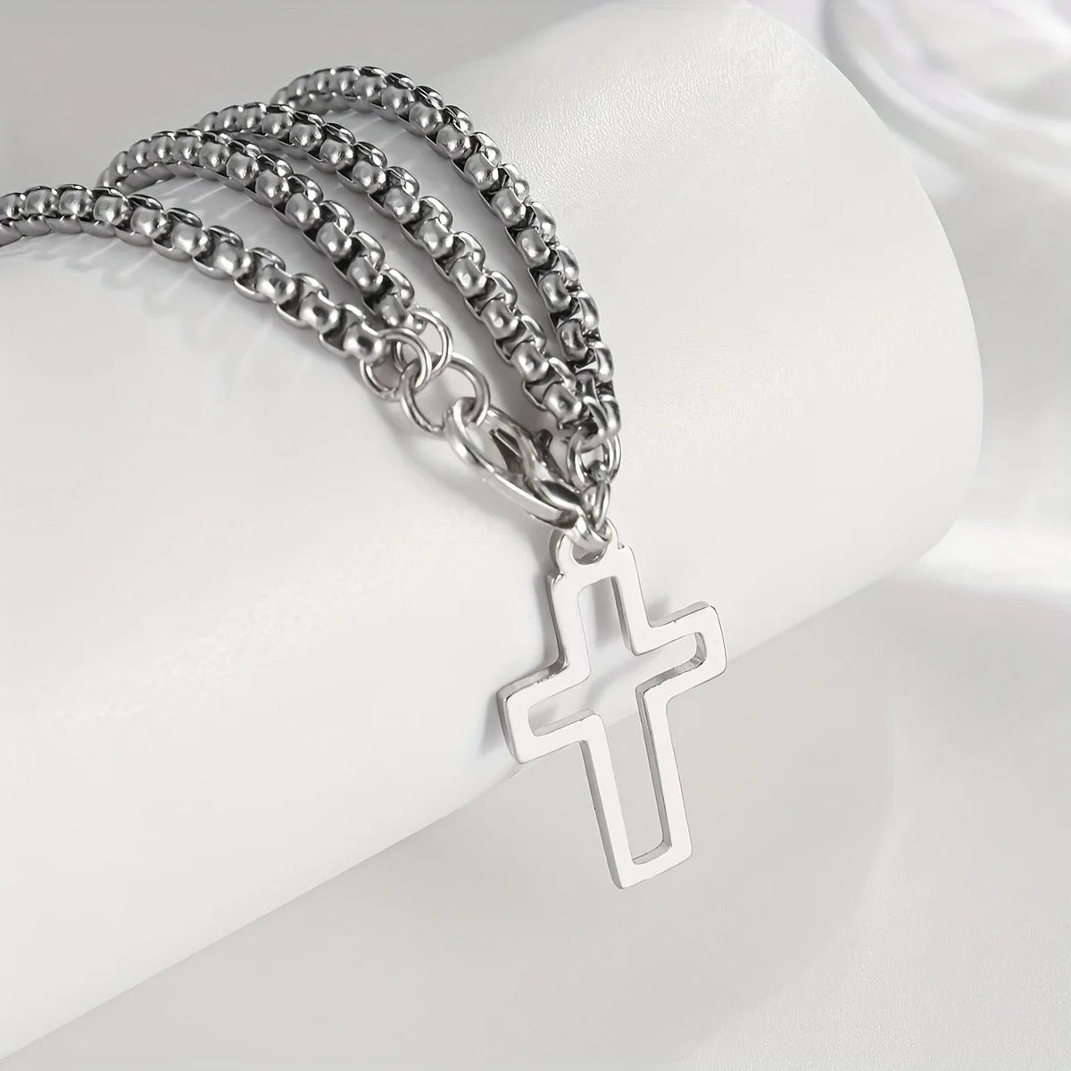 Bracelet avec croix en argent homme - Cadeaux pour couple - PourLesCouples