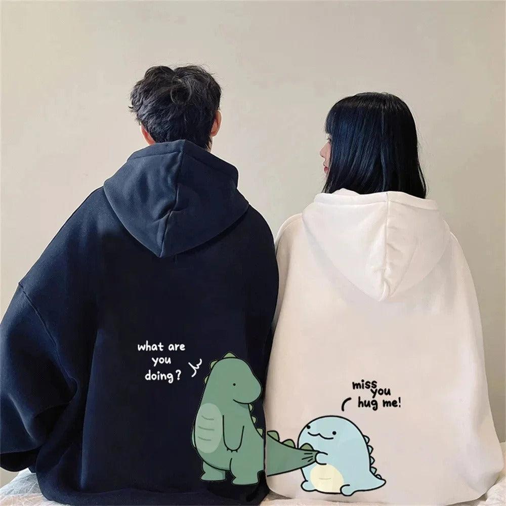 Sweat à capuche dinosaure couple - Cadeaux pour couple - PourLesCouples