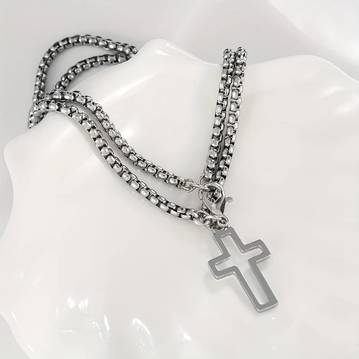 Bracelet avec croix en argent homme - Cadeaux pour couple - PourLesCouples